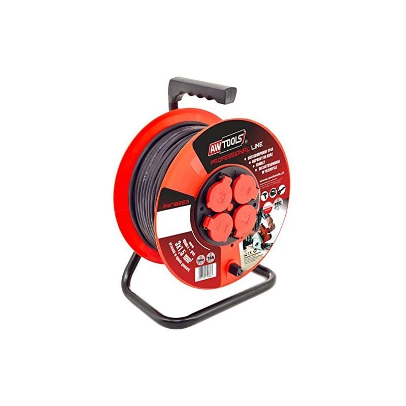 Awtools przedłużacz bęben professional 50m 3x2,5mm 16a / 3680w / ip44