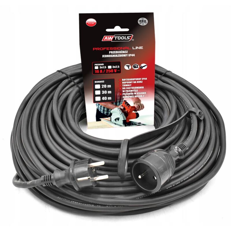 Awtools przedłużacz profesjonalny 10m 3x2,5mm /ip44 16a/4000w