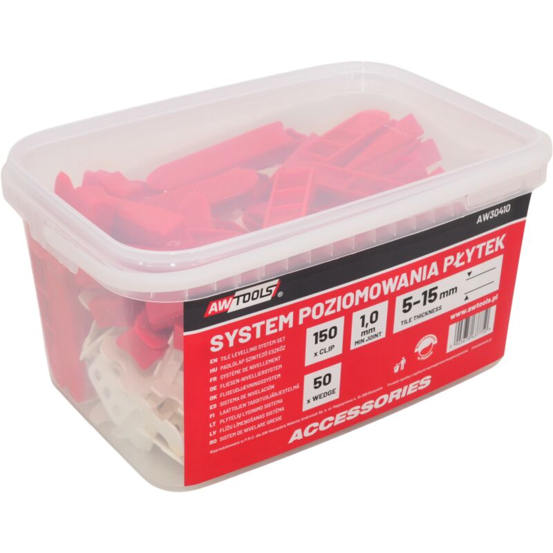 Awtools system poziomowania bramkowy 1,0mm 150+50szt. (bramka 5-15mm + klin)