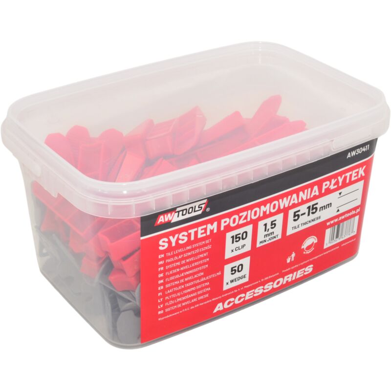 Awtools system poziomowania bramkowy 1,5mm 150+50szt. (bramka 5-15mm + klin)