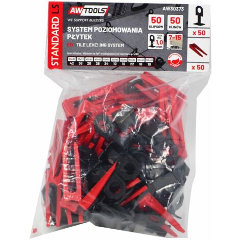 Awtools system poziomowania płytek standard 1,0mm - 7-15mm - klips 50szt. + klin 50szt.