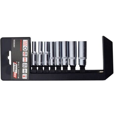 Awtools zestaw nasadek długich długich 1/4" komplet 8cz. / bl