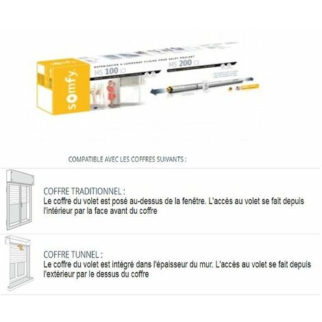 Axe motorisé / kit de motorisation filaire MS 200 pour volet roulant tradi et coffre menuisé - SOMFY - - 2400671.
