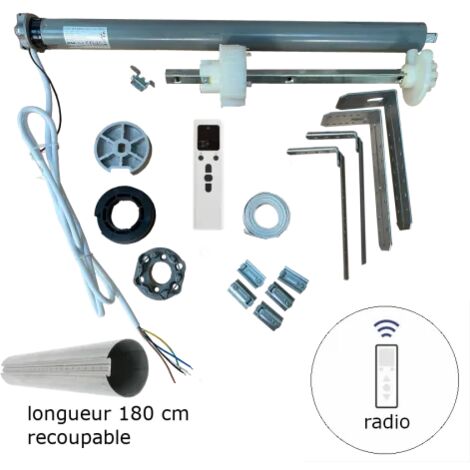 Axe motorisé radio 50 Nm diam. 89 mm longueur 180 cm recoupable, pour tablier bois