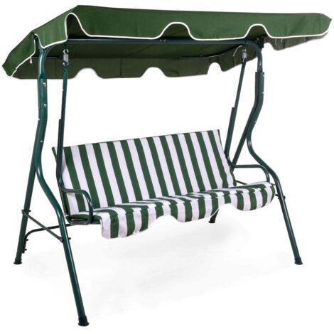 Axel Dondolo 3 Posti da Giardino Altalena Acciaio con Tetto Regolabile Imbottitura 170cm