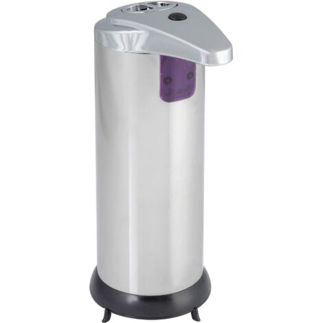 Axentia Dispenser sapone liquido con sensore in acciaio inox senza contatto, distributore di sapone automatico bagno cucina, ca. 250 ml, argento
