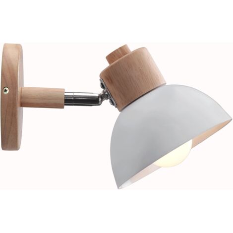 AXHUP Applique Murale Interieur Industrielle, Lampe Murale Bois, E27 Vintage Luminaire Interieur pour Chambre Salon Couloir Restaurant Blanc