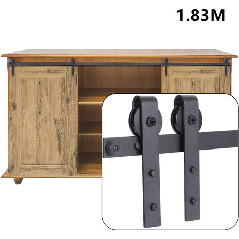 Axhup – Kit de rail pour porte coulissante 183 cm – Acier au carbone – Système silencieux pour portes jusqu'à 100 kg – Installation facile
