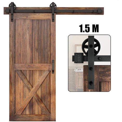 Axhup – Kit de rail pour porte coulissante noir 150 cm – Acier au carbone avec traitement pulvérisation – Capacité 100 kg – Installation facile