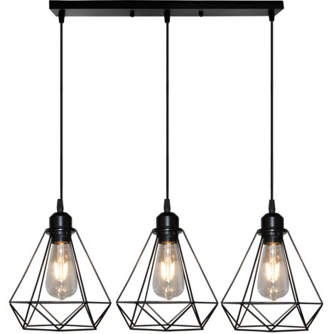 Axhup – Lustre rétro cage E27 20,5cm – Abat-jour métal anti-corrosion – Longueur câble 100cm réglable – Pour salons et couloirs