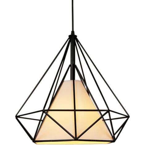 Axhup – Lustre suspension cage diamant noir 25x25cm – Longueur câble 100cm réglable – Douille E27 pour ampoule LED 60W max – Design industriel élégant