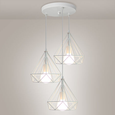 Axhup – Lustre suspension industriel vintage E27 en métal – Abat-jour cage diamant 25cm – Câble ajustable 100cm – Pour salons et chambres