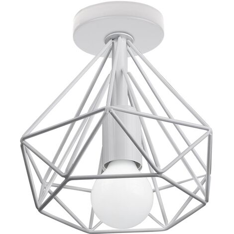 Axhup – Plafonnier industriel métal 20 cm E27 60W – Abat-jour blanc vintage – Pour espaces modernes et chaleureux – Installation rapide