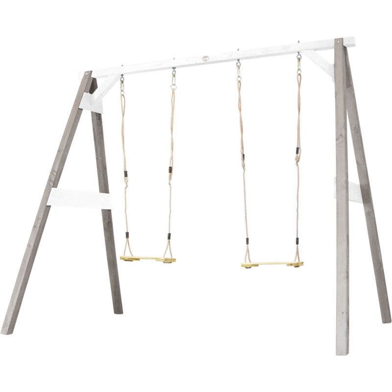 AXI - 4-in-1 SportsFun Gris / Blanc Cadre 4-in-1 pour balançoire, football, volley-ball et tennis Portique balançoire et Buts