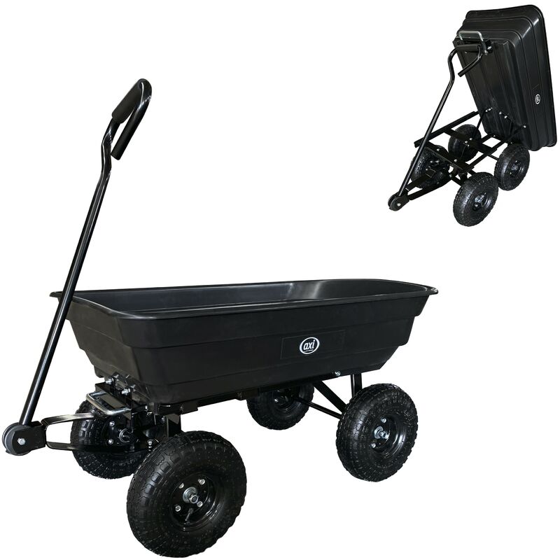 AXI AG75 Dump Truck / Charrette de jardin avec basculeur Noir Chariot de transport de jardin 75 litres / Max 250 kg. - Noir