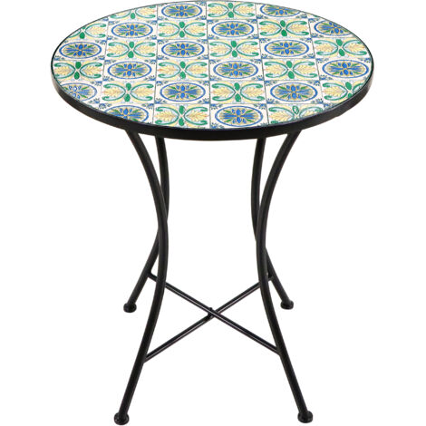 Axi Amélie Table Bistrot,  Bleue/Jaune  Salon De Jardin Bistrot, Table Bistrot Mosaique Pour Jardin/Balcon/Terrasse