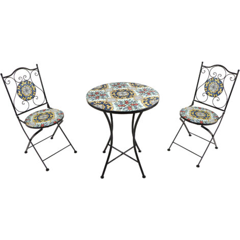 Axi Amélie Table Et Chaise Bistrot, 2 Chaises 1 Table,  Ensemble Bistro Extérieur Autentique  Salon De Jardin Bistrot, Table Bistrot Mosaique Pour Jardin/Balcon/Terrasse