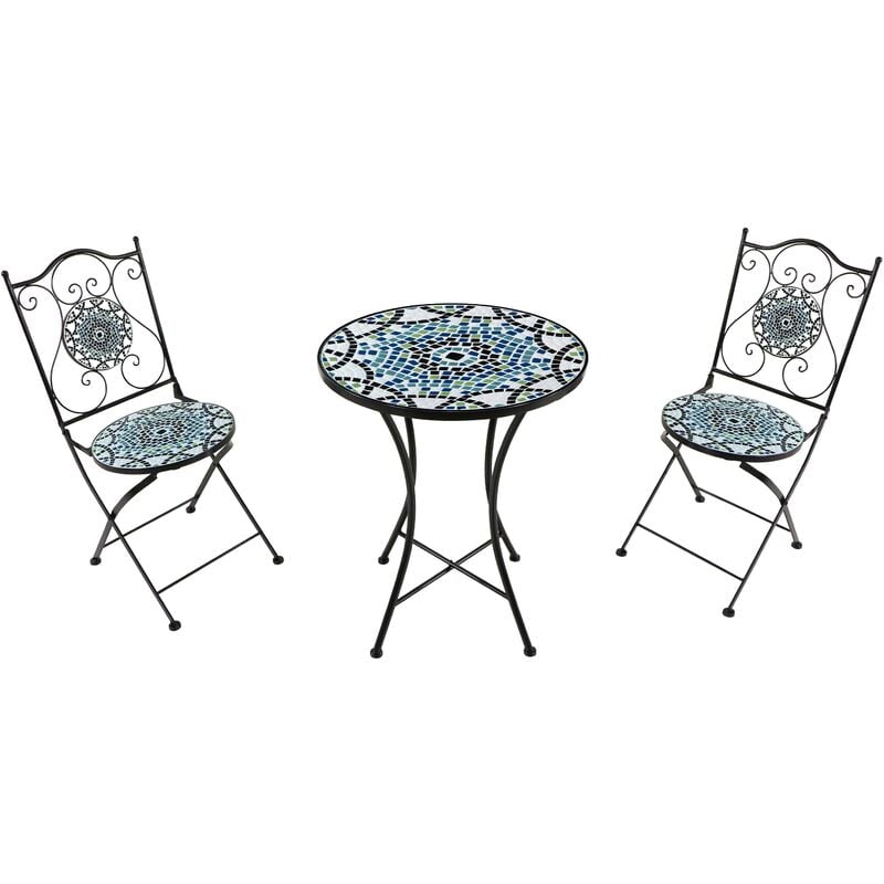 AXI Amélie Table et Chaise Bistrot, 2 Chaises 1 Table, Ensemble Bistro Extérieur Mosaique Multi Couleur - Salon de Jardin Bistrot, Table Bistrot