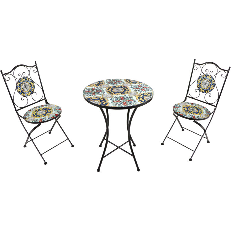 AXI - Amélie Table et Chaise Bistrot, 2 Chaises 1 Table, Ensemble Bistro Extérieur Autentique - Salon de Jardin Bistrot, Table Bistrot Mosaique pour