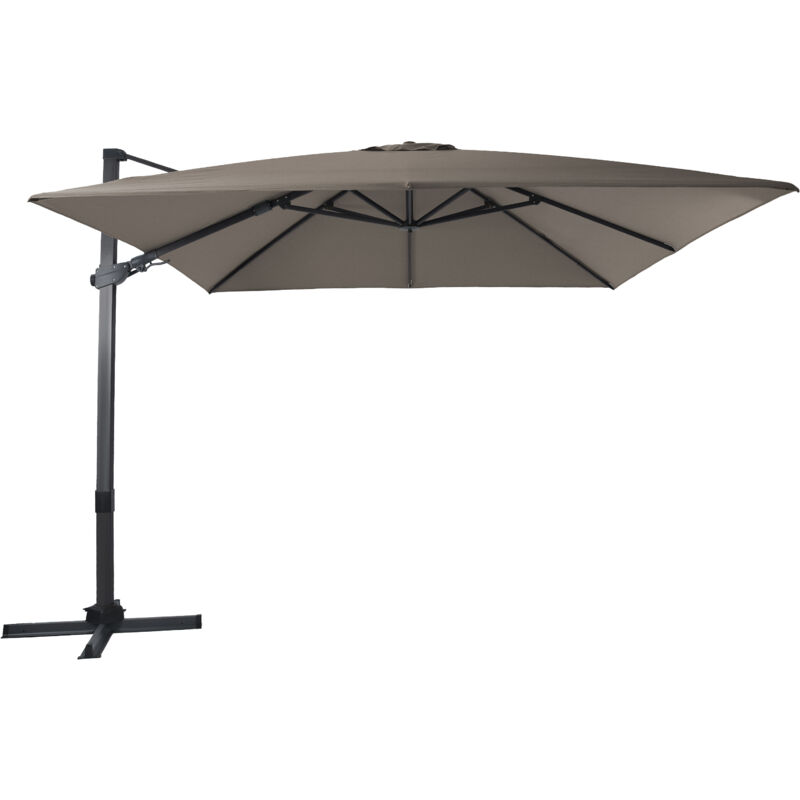 Apollo Premium Parasol Déporté Gris/Taupe - Parasol Déporté Rectangulaire 300x300cm - Parasol Pied Déporté, structure aluminium - Rotation 360