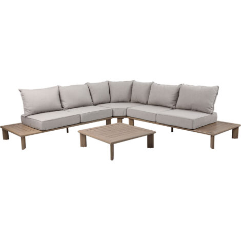 Axi Avery Salon De Jardin, Angle, Table Basse, Aspect Bois, Beige  Salon De Jardin Avec Table - Structure En Aluminium Thermolaqué - 5 Personnes