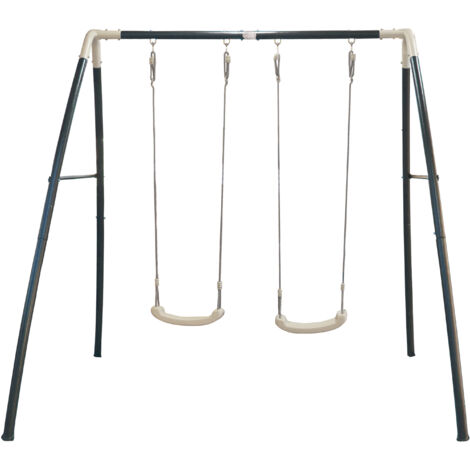 AXI – Balançoire double en métal pour 2 enfants – Dimensions 210 x 210 x H 217 cm – Revêtement anti-rouille – 4 ancres de sol incluses