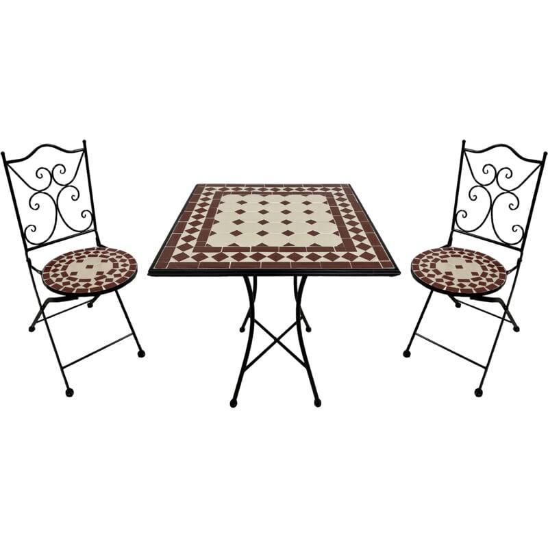 AXI - Camilla Table et Chaise Bistrot, 2 Chaises 1 Table, Ensemble Bistro Extérieur, Mosaique Vin Rouge - Salon de Jardin Bistrot, Table Bistrot pour