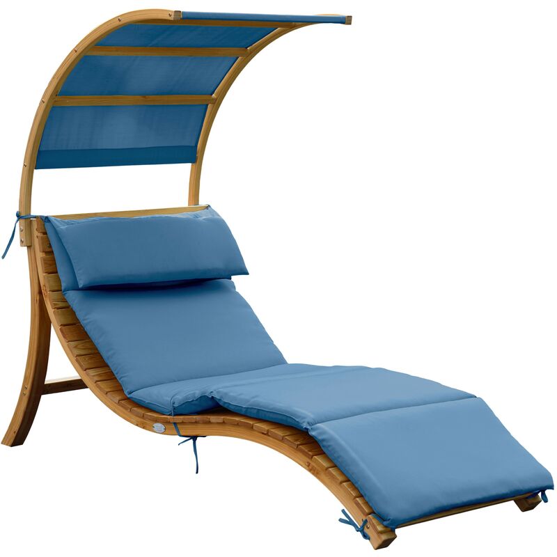 AXI - chaise longue de jardin Salina en bois Lit de jardin avec toit & coussin pour le jardin Bain de soleil individuelle avec toit solaire résistant