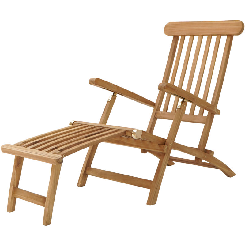 AXI Costa Bain de Soleil en Bois Teck Transat Jardin ajustable en 4 positions Chaise Longue pour l'extérieur / le jardin