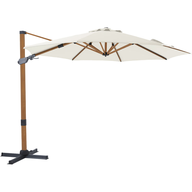 Cyrus Premium Parasol Déporté Marron/Beige - Parasol Déporté Rectangulaire ø 300cm - Parasol Pied Déporté, structure aluminium - Rotation 360