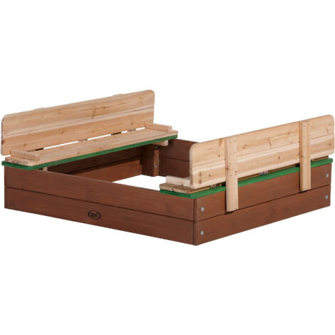 Axi Ella Bac À Sable Enfant - 100 X 95 Cm  Bac À Sable Pour Enfants En Bois Avec Couvercle Marron & Vert
