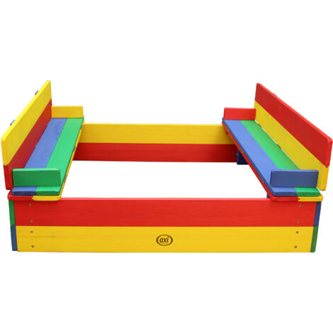 Axi Ella Bac À Sable Enfant Multicouleur - 100 X 95 Cm  Bac À Sable Pour Enfants En Bois Fsc Avec Couvercle & Banc