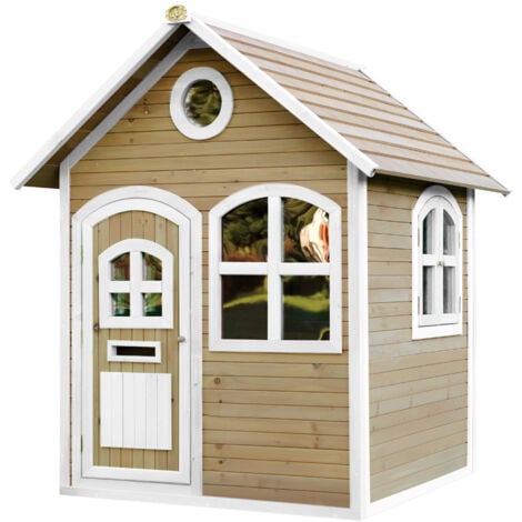 AXI Julia Maison Enfant en Bois FSC  Maison de Jeux pour l'extérieur / Jardin en marron & Blanc  Maisonnette / Cabane de Jeu avec des fenêtres