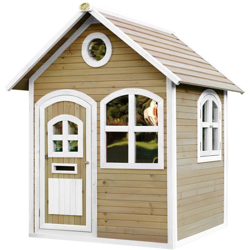 AXI - Julia Maison Enfant en Bois fsc | Maison de Jeux pour l'extérieur / Jardin en marron & blanc | Maisonnette / Cabane de Jeu avec des fenêtres