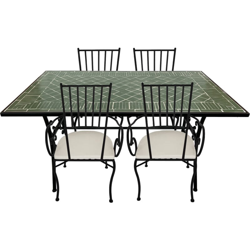 AXI - Leonie Table et Chaise Bistrot, 4 Chaises 1 Table, Ensemble Bistro Extérieur, Mosaique Vert foncé - Salon de Jardin Bistrot, Table Bistrot pour