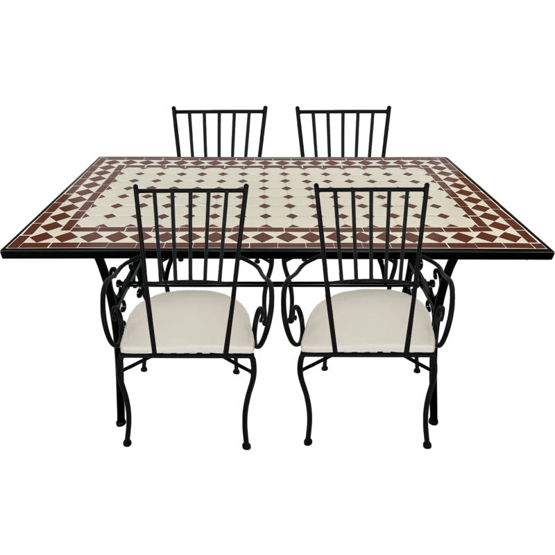 Leonie Table et Chaise Bistrot, 4 Chaises 1 Table, Ensemble Bistro Extérieur, Mosaique Vin Rouge - Salon de Jardin Bistrot, Table Bistrot pour