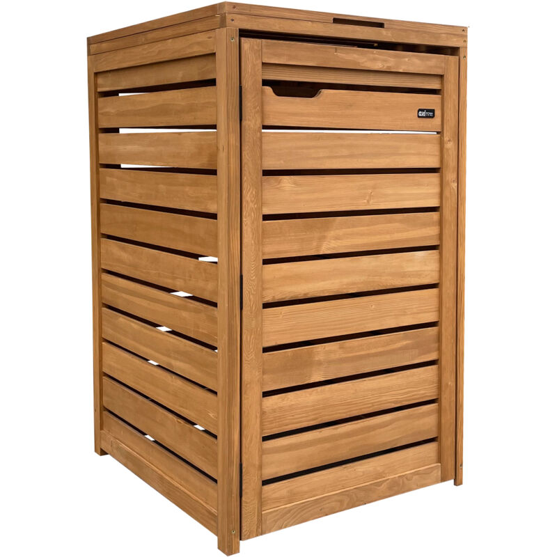 Lex Cache Poubelle en Bois Marron - Abri poubelle pour 1 conteneur - Max. 240L - Abri Poubelle Extérieur avec Excellente Ventilation - AXI