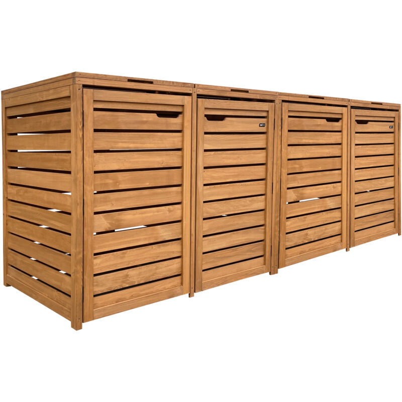 AXI Lex Cache Poubelle en Bois Marron - Abri poubelle pour 4 conteneurs - Max. 240L - Abri Poubelle Extérieur avec Excellente Ventilation
