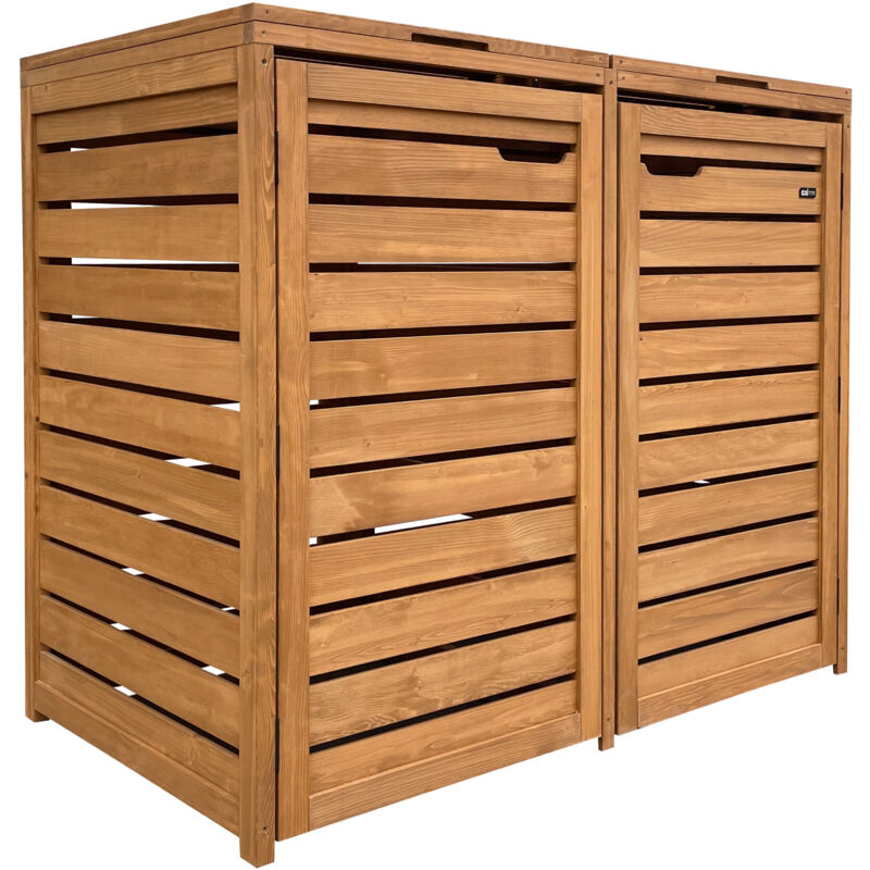 AXI Lex Cache Poubelle en Bois Marron - Abri poubelle pour 2 conteneurs - Max. 240L - Abri Poubelle Extérieur avec Excellente Ventilation