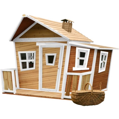 AXI Lisa Maison Enfant en Bois FSC  Maison de Jeux pour l'extérieur / Jardin en marron & Blanc  Maisonnette / Cabane de Jeu avec des fenêtres & véranda