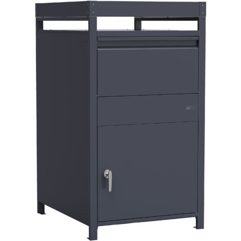 Axi Louis Boîte À Colis En Métal Anthracite Avec Jardinière - 68 X 80 X 124 Cm  Boîte Aux Lettres Pour Colis Avec Clé  Boite Aux Lettre Colis