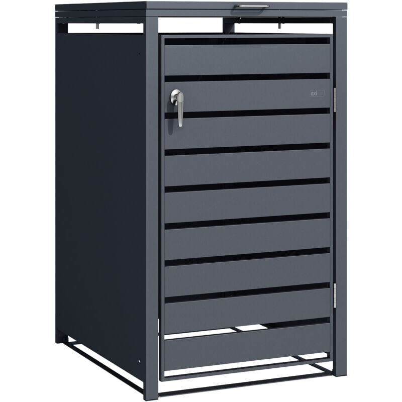 Lucas Cache Poubelle Métallique Anthracite - Abri poubelle pour 1 conteneur - Max. 240L - Abri Poubelle Extérieur avec Excellente Ventilation - AXI