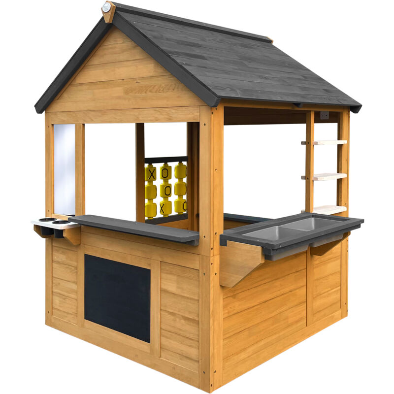 AXI - Lynn Maisonnette en bois, marron/anthracite Maisonnette de jardin pour l'extérieur, bois de pruche fsc 100 % Maison de jeux avec cuisine pour