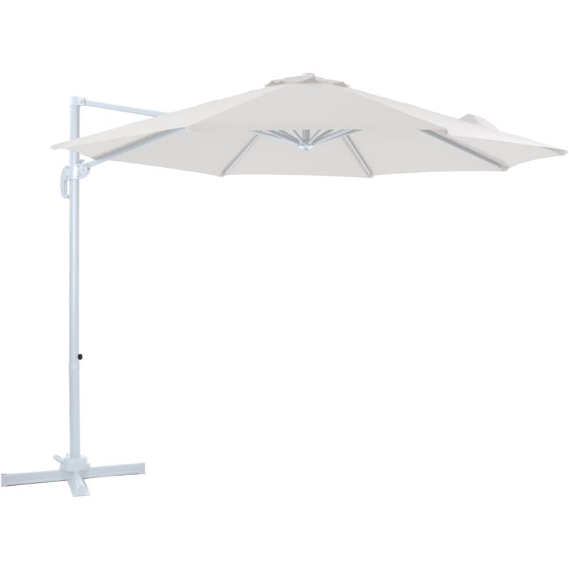 AXI - Marisol Parasol Déporté Blanc/Beige - Parasol Déporté Rectangulaire ø 300cm - Parasol Pied Déporté, structure aluminium - Rotation 360