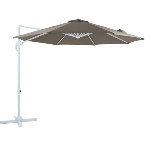 Axi Marisol Parasol Déporté Blanc/Taupe - Rectangulaire Ø 300Cm - Structure Aluminium - Rotation 360 - Inclinable - Résistant Aux Uv