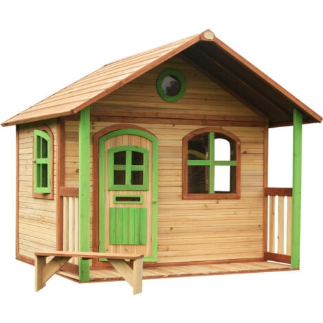 AXI Milan Maison Enfant en Bois FSC  Maison de Jeux pour l'extérieur / Jardin en marron & Vert  Maisonnette / Cabane de Jeu avec des fenêtres