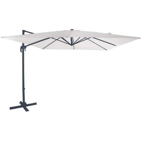 Axi Nima Parasol Déporté Gris/Beige - Rectangulaire 300X300 Cm - Structure Aluminium - Rotation 360 - Inclinable - Résistant Aux Uv