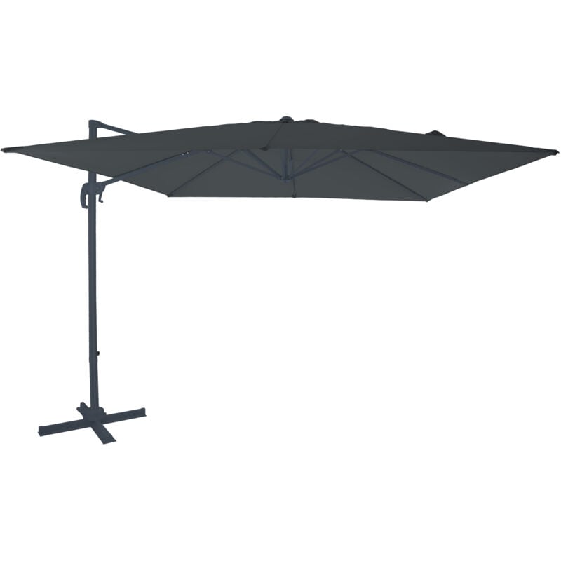Nima Parasol Déporté Gris/Anthracite - Parasol Déporté Rectangulaire 300x300 cm - Parasol Pied Déporté, structure aluminium - Rotation 360 - Parasol