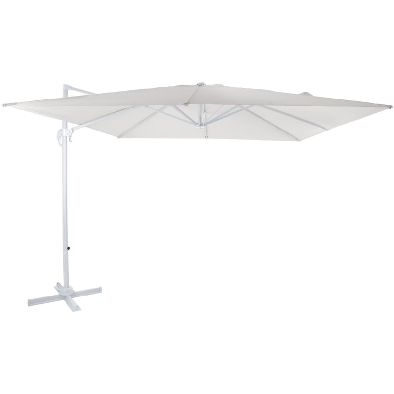 Nima Parasol Déporté Blanc/Beige - Parasol Déporté Rectangulaire 300x300 cm - Parasol Pied Déporté, structure aluminium - Rotation 360 - Parasol