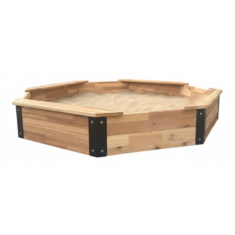 AXI Onno Bac à sable Otogonal avec 4 Bancs, couleur Marron/Anthracite Bac à sable avec Couvercle et Toile de Sol Inclus - 100 % Bois de Cèdre